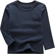 [GLEAMING GRAIN] Toddler Boys Girls Long Sleeve T-Shirts Unisex Kids Cotton Basic Round Neck Top Tee 2-8T
