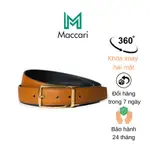 男士皮帶 SIMPLY BELT MACCARI TLMAC01 IN BROWN - 黃色旋轉扣 - 進口 SAFFI