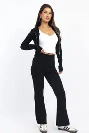 Black Wide Leg Pants Knit - Size 16XL, Women's Wide Leg Pants