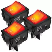 30A 250V KCD2 KCD4 Rocker Switch DPST 4 Pin Red Lighted 120V Rocker Toggle
