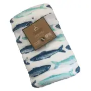 New Deborah Connolly Push Luxury Set of 2 Hand Towels Fish Fishing Beach