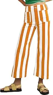 [Kedera] Women Striped Pants Wide Leg Trousers Casual High Waisted Pants Summer Flare Jeans with Patched Pockets