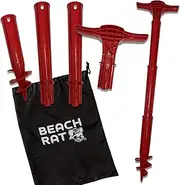 Beach Rat Force Anchor & Storage Bag - 4ft Jet Ski Anchor/Boat Anchor/Kayak Anchor for Shallow Water and Sandbar - High Strength Plastic Pole Boat Accessory - Sand Bar Anchor Kit Case