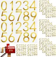 durony 12 Sheets 2 Inches Gold Mailbox Number Stickers Hollow Self-Adhesive Vinyl Numbers 0-9 Street House Address Numbers Stickers for Mailbox, Signs, Cars, Apartment