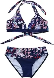 [Generic] Bandeau Bikinis for Women Flower Bathing Prints Womens 2 Bikini Bottoms Swimsuit Suit Piece Bikinis Set Star Bikini