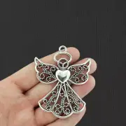 BULK 5 Filigree Angel Antique Silver Tone Charms - SC5647