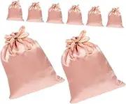 [LOORGVEL] 8pcs Satin Drawstring Bags for Jewelry and Wigs Elegant Storage Pouches for Small Toiletries Travel Accessories Color for Wedding Favors