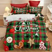 Christmas Bedding Set Double Queen Size Quilt Cover Pillowcases Set Santa Claus Elk Cover Printed Christmas Decor