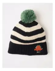 [Jack & Milly] Striped Dino Beanie in Navy