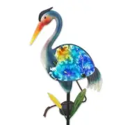 Heron Solar Garden Lights, Hand-Painted Glass Solar Garden Decor, Lawn Orname...