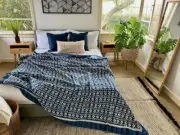 FAIROZ Indigo Hand Block Printed Kantha Quilt - Default Title
