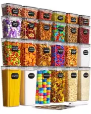 24 PCS Airtight Food Storage Containers with Lids, Kitchen Pantry Organization