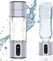 Portable Hydrogen-Rich Water Generator Cup USB Rechargeable Water Ionizer Up to 6000PPB Health Cup Glass Water Bottles Type-C Port SPE PEM Technology(white)
