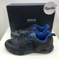 在飛比找蝦皮購物優惠-Armani jeans 黑藍迷彩配色 Logo 運動鞋 休