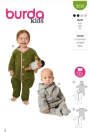Burda 9235 Baby Jumpsuit Sewing Pattern Sizes 1m- 3yrs NEW! Uncut ~ 2 Styles