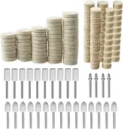 Yakamoz 129Pcs Polishing Buffing Wheel Kits, Wool Felt Polishing Pad Wheel Professional Accessories Clean Wheels Point Grinding Bits Rotary Tool with 3mm 1/8" Mandrel Mini Rotary Polishing Bits