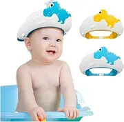 2 Pack Baby Shower Cap for Kids Hair Washing Shield Toddler Bath hat Baby Shower Visor Baby Shampoo Cap Head Protector Cute Dinosaur Shape Makes Baby Bath More Fun Blue, Blue, 6-7 Years