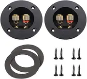 YTYKINOY 2 Pcs Black 3" Round 2-Way Speaker Box Terminal Binding Post Screw Cup Connector Subwoofer Plug