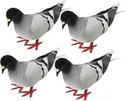 HOOTNEE 4pcs Realistic Simulated Pigeon Models for Bird Decoration Lifelike Foam Birds for Garden Decor Home Decor and Photography Props for Indoor and Outdoor Use