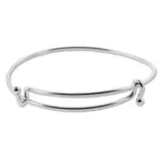1 Silver Plated Bangle Adjustable Beading Bracelets / Add Beads & Charms!
