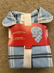 NEW Wondershop by Target Boys Blue Plaid Flannel 2 Piece Pajama Set - 12 Months