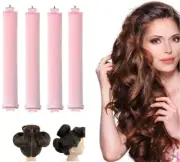 4Pcs Heatless Hair Curler,Flexi Rods Heatless Curling Rod with Hook,Heatless ...