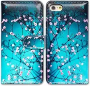 iPhone SE 2022 Case,iPhone SE 3rd gen Case,iPhone SE 2020 Case,Bcov Plum Blossom Leather Flip Case Wallet Cover with Card Slot Holder Kickstand for New 4.7" iPhone SE/iPhone 8/iPhone 7