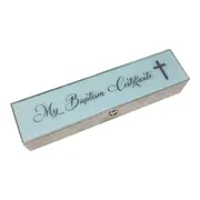 Blue Baby Boy Metal My Baptism Certificate Holder