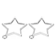 20 Pcs Star Shape Geometric Hollow Frame Pendants (Silver Tone)