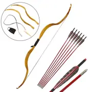 23Lb Traditional Recurve Bow Takedown + 6 Wooden Arrows Hunting Target Bodybuild
