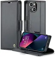 for iPhone 14 Plus Case,for iPhone 14 Plus Wallet Case,Boyobacase RFID Blocking Phone Cover [Card Slot] [Stand Feature] [Side Magnetic Closure]-Black