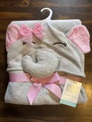 Hudson Baby Unisex Baby Plush Animal Face Towel, Gray Elephant, One Size