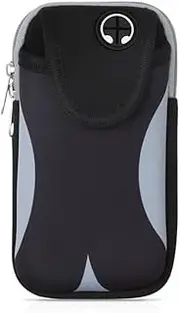 REVGOZU New Sports Music Mobile arm Bag Running Bag Waterproof Wrist Bag for Men and Women Mobile arm Strap, Suitable for iPhone and Android, Use for Running, Walking, Hiking & Biking（silver-black）