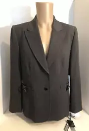 Tahari Arthur S Levine Suit Jacket Womens Size 14 Gray Blazer