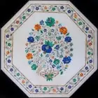 18" Handcrafted Marble Side Corner Table Top Floral Inlay Art Work