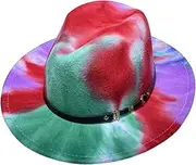 [VPbao] Unisex Wool Felt Fedora Hat Teardrop Wide Brim Panama Cap Gatsby Trilby Hats with Leather Band