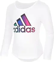 [adidas] Girls' Long Sleeve Scoop Neck Graphic Tee