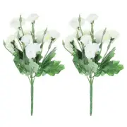 5 Branch 10 Artificial Silk Hydrangea, 2 Pack Fake Flowers Faux Decoration White