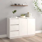 Sideboard White 111x34x75 cm Solid Wood Pine vidaXL