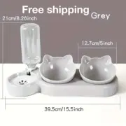 3-in-1 Cat Bowels Feeder and Automatic Water Dispenser Gray New