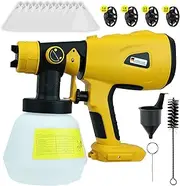 Electric Paint Sprayer, Cordless Spray Gun System with 1000 ml Container, 3 Spray Modes, 4 Brass Nozzles Paint Spray Gun for House, Paint, Walls, Fences, Furniture (Batteries Not Included)