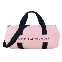 在飛比找momo購物網優惠-【Tommy Hilfiger】字母標誌槓條棉質兩用大旅行袋