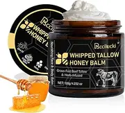 Beef Tallow and Honey Balm Moisturizer,Whipped Tallow H oney Balm for Face & Body-Whipped Formula with Raw Honey & Vitamin E | 4.23oz Non-Greasy Skin Cream in Glass Jar