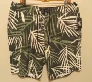 Volcom Men Manic 2 Green White Drawstring Fern Print Surf Board Shorts Size 36