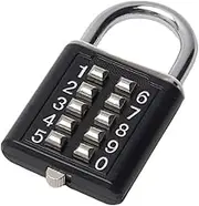 MroMax 1Pcs 10-Digit Combination Padlock Push Button Lock for Locker Gym, Case, Drawer, Toolbox Black