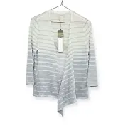 Chico’s Cori Shimmer Stripe Cardigan Small 3/4 Sleeve Silver White
