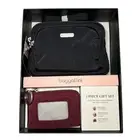 NEW Baggallini Multi Zip Black Crossbody Bag & RFID Card Case Holder 2 Piece Set