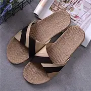 Summer Breathable Linen Casual Slippers Flats Weaving Flax Home Bathroom Non-Slip Flip Flops Indoor Shoes Sandals Unisex Home