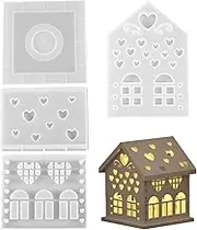 House Silicone Molds | Resin Handicraft Mold House Candle Mold Set of 4 - Multipurpose Epoxy Casting Molds Ornament Mould for Candlestick Decorations