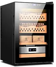 [ZyKnaurral] Cigar Temperature Control Cabinet, Electric Cigar Humidity Control Box, with Cedar Cigar Basket and Box Storage Rack, Dual Core Refrigeration, Can Accommodate About 200-300 Cigars